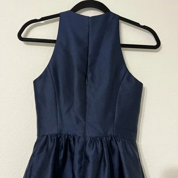 Alfred Sung Navy Formal Dress Size 0 Sleeveless A-Line Bridesmaid Wedding Guest - Picture 4 of 7